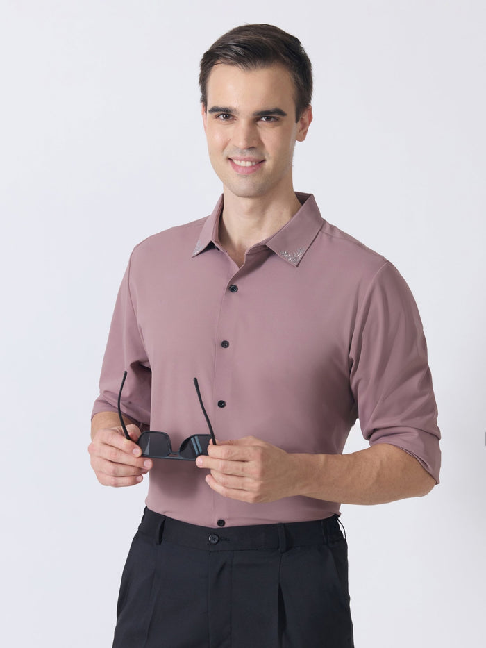 Nemo-6 - Stone Embellished Shirt - Mauve