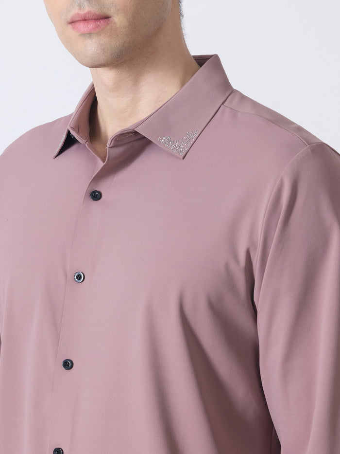 Nemo-6 - Stone Embellished Shirt - Mauve