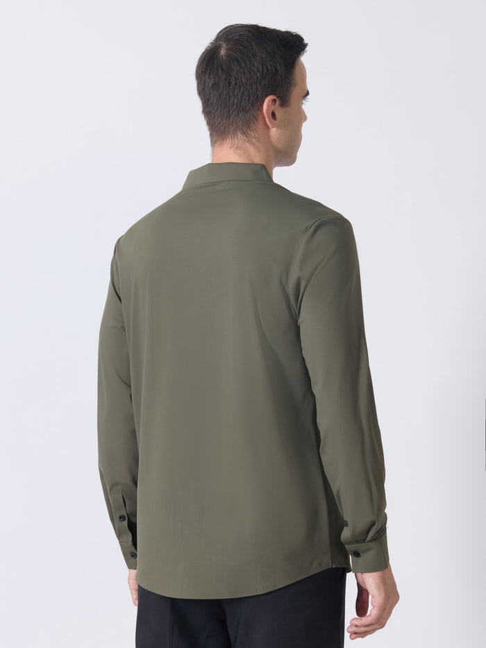 Nemo-6 - Stone Embellished Shirt - Olive Green