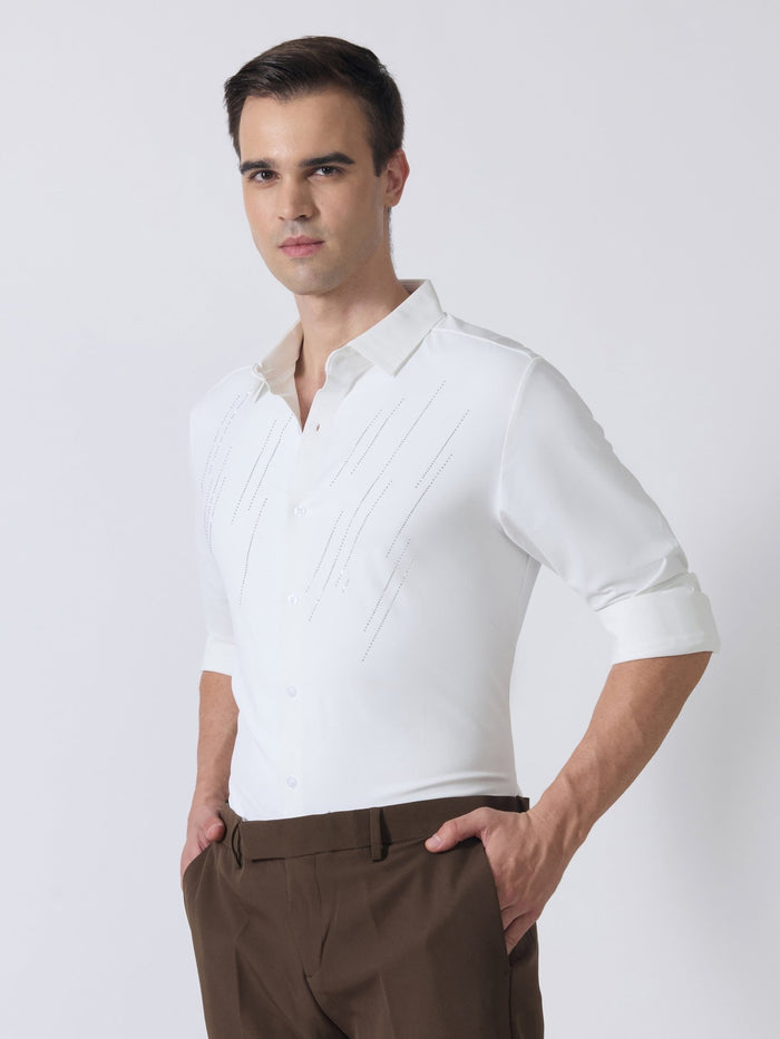 Nemo-7 - Stone Embellished Shirt - White