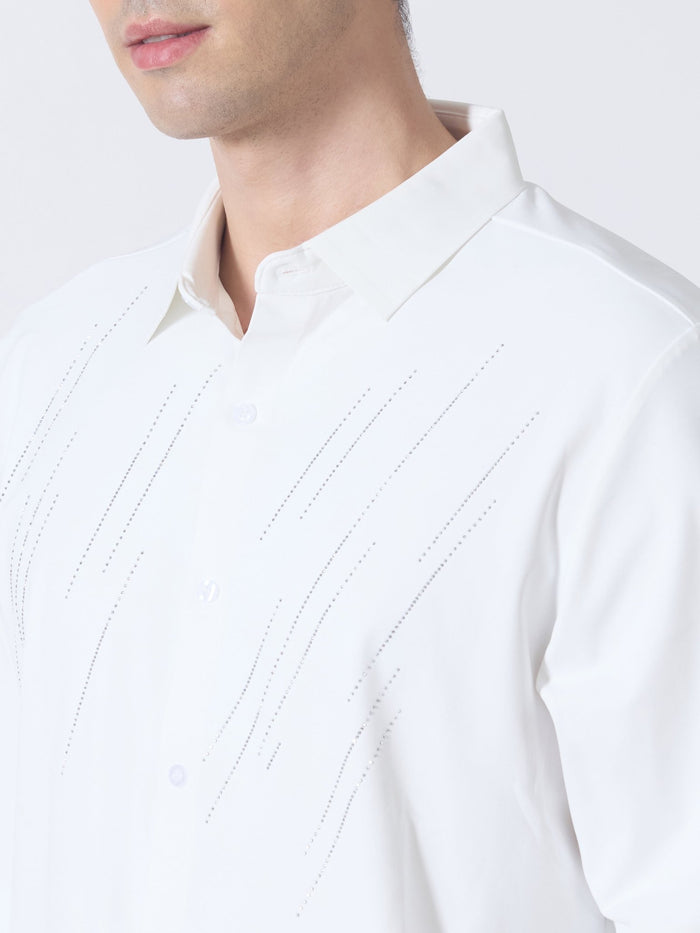 Nemo-7 - Stone Embellished Shirt - White