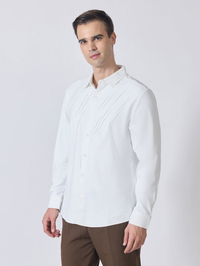 Nemo-7 - Stone Embellished Shirt - White