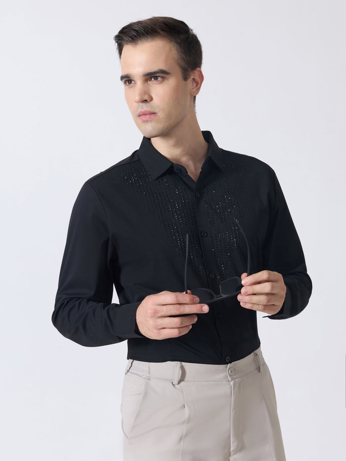 Nemo-8 - Stone Embellished Shirt - Black