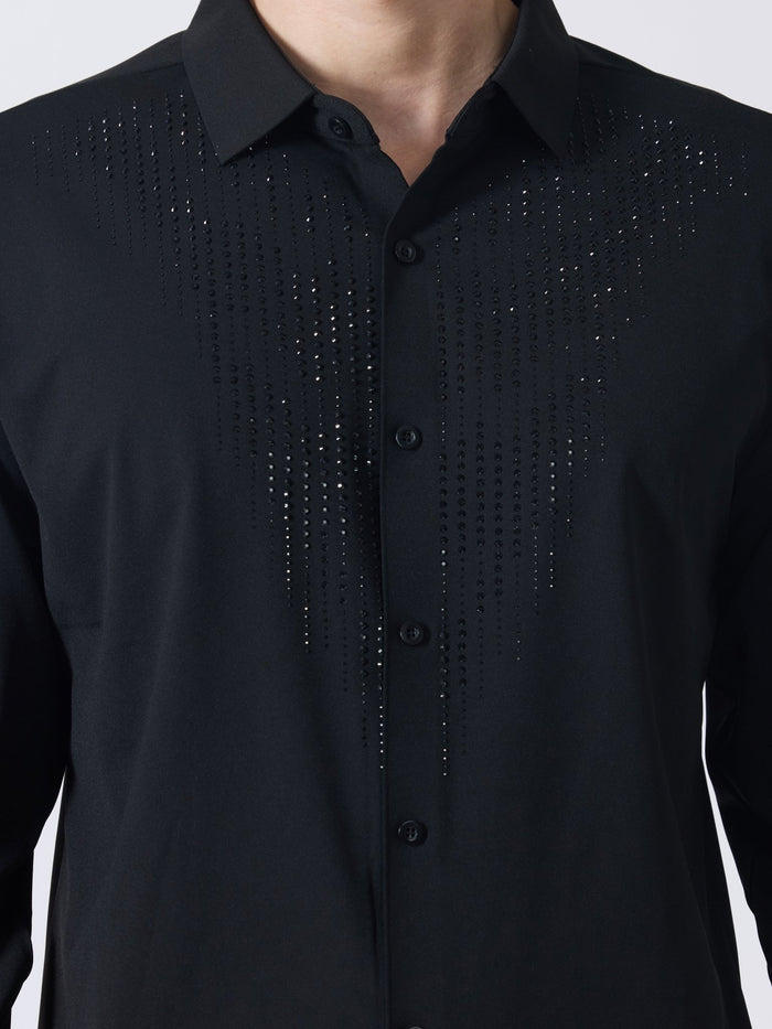 Nemo-8 - Stone Embellished Shirt - Black