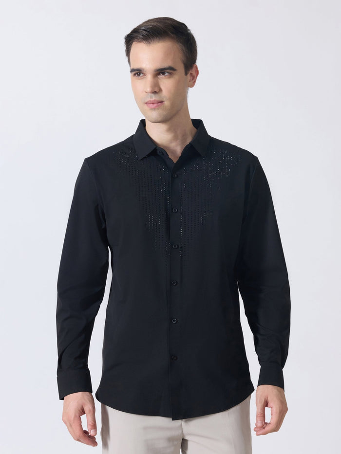Nemo-8 - Stone Embellished Shirt - Black
