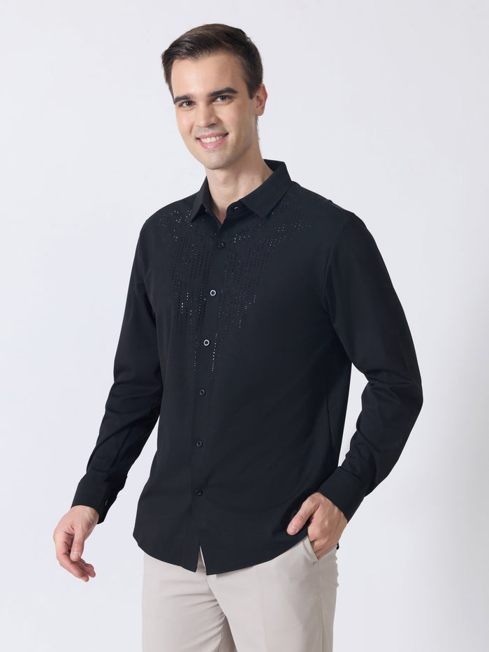 Nemo-8 - Stone Embellished Shirt - Black