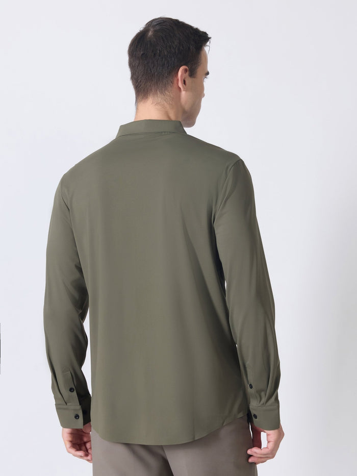 Nemo-8 - Stone Embellished Shirt - Olive Green