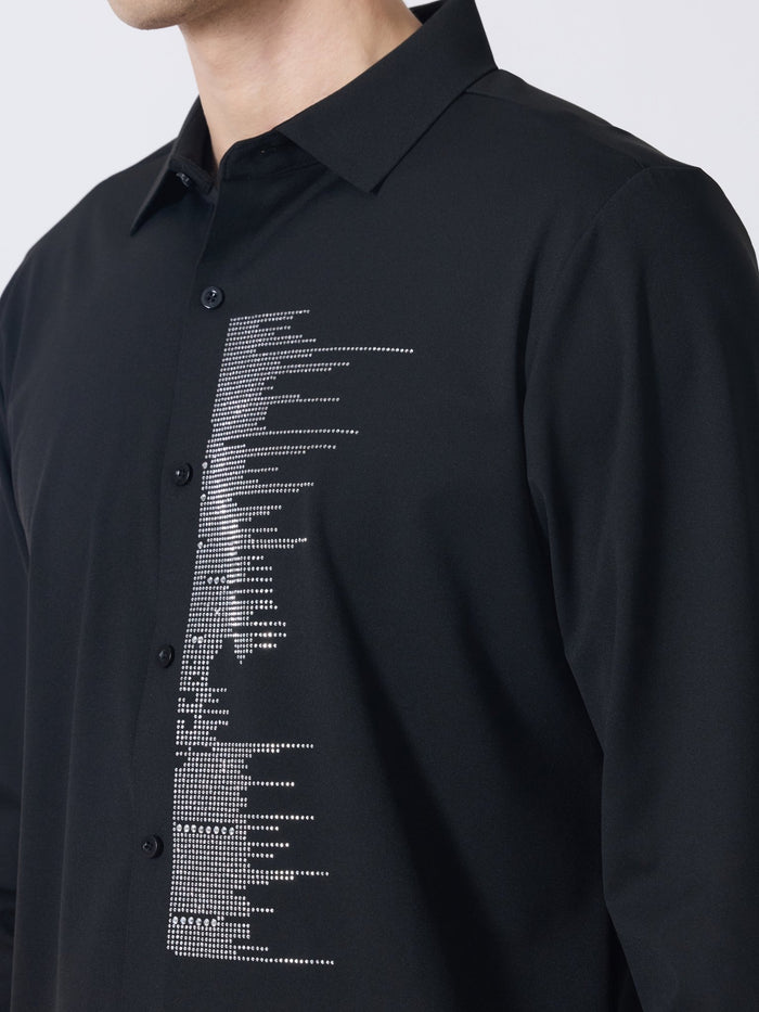 Nemo-9 - Stone Embellished Shirt - Black