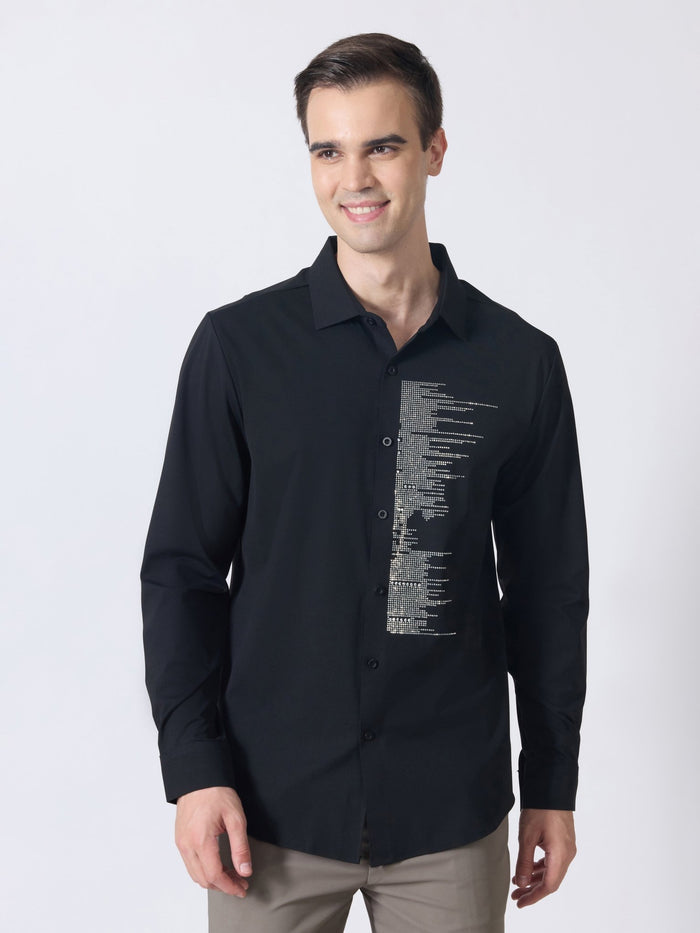 Nemo-9 - Stone Embellished Shirt - Black