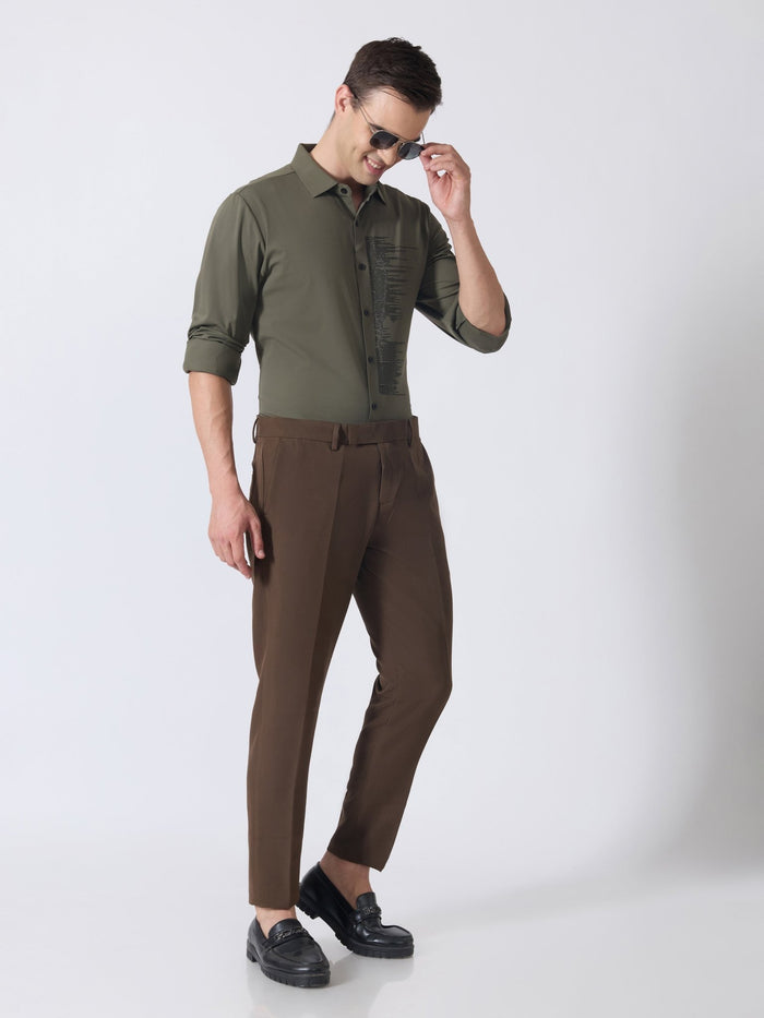 Nemo-9 - Stone Embellished Shirt - Olive Green