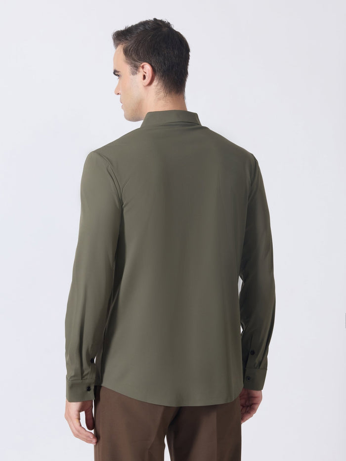Nemo-9 - Stone Embellished Shirt - Olive Green