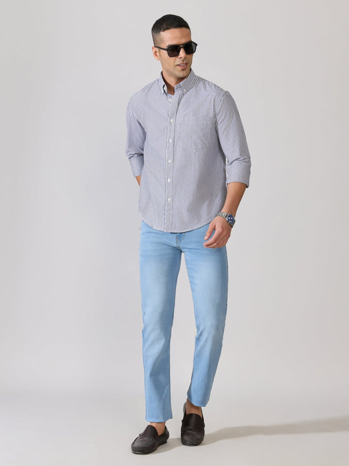 Neocut - Relaxed Striped Oxford Shirt - Black