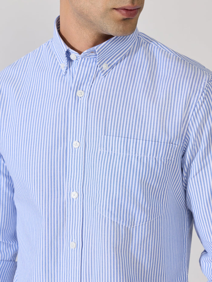 Neocut - Relaxed Striped Oxford Shirt - Blue