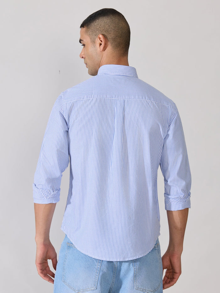 Neocut - Relaxed Striped Oxford Shirt - Blue