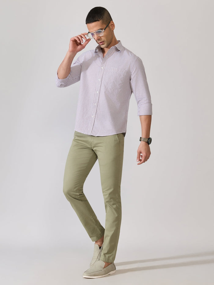 Neocut - Relaxed Striped Oxford Shirt - Brown