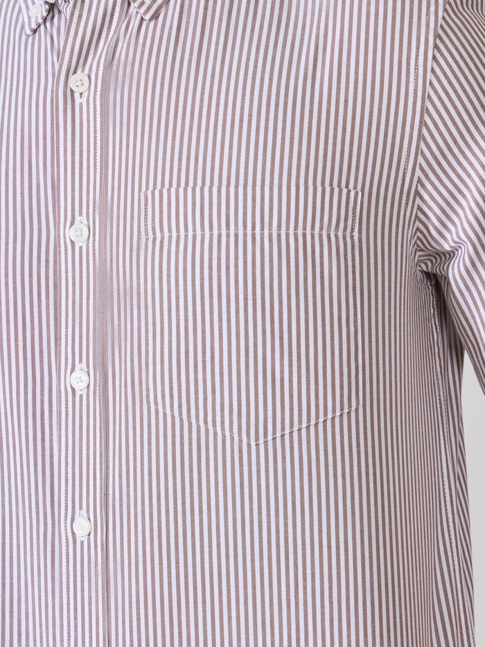 Neocut - Relaxed Striped Oxford Shirt - Brown