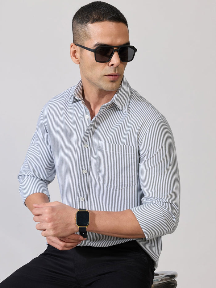 Neocut - Relaxed Striped Oxford Shirt - Green