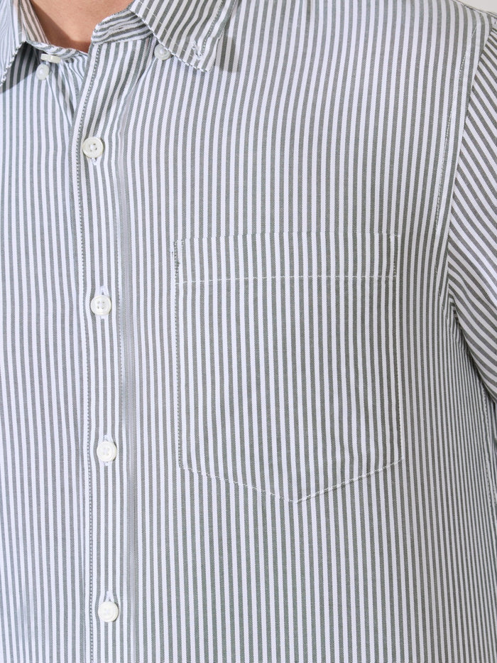 Neocut - Relaxed Striped Oxford Shirt - Green