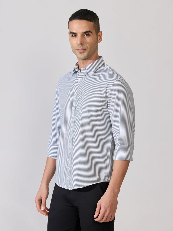 Neocut - Relaxed Striped Oxford Shirt - Green