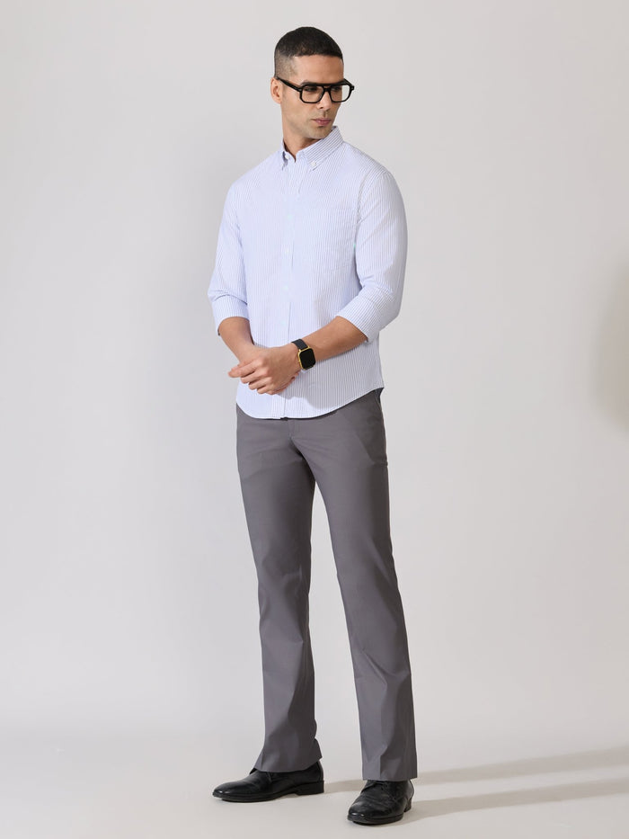 Neocut - Relaxed Striped Oxford Shirt - Light Blue