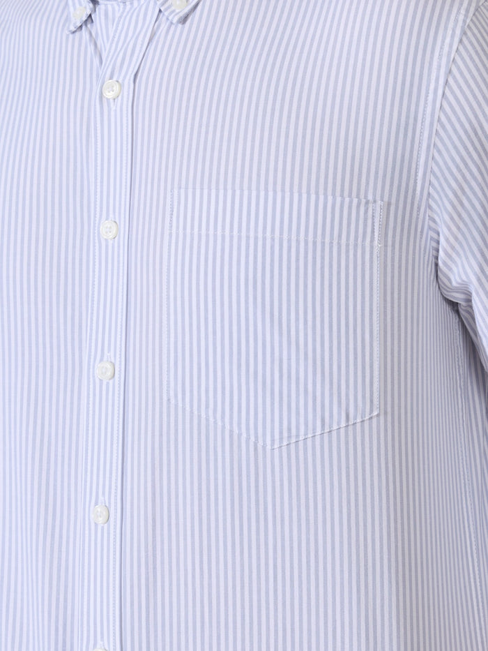 Neocut - Relaxed Striped Oxford Shirt - Light Blue