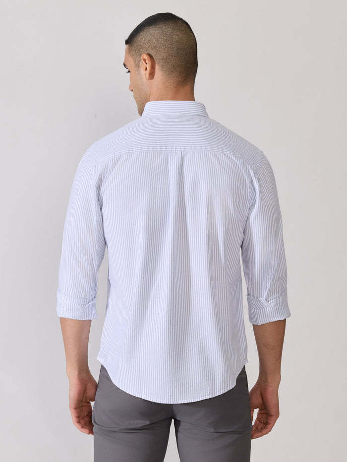 Neocut - Relaxed Striped Oxford Shirt - Light Blue