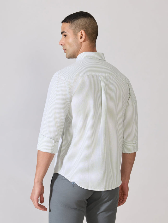 Neocut - Relaxed Striped Oxford Shirt - Light Green