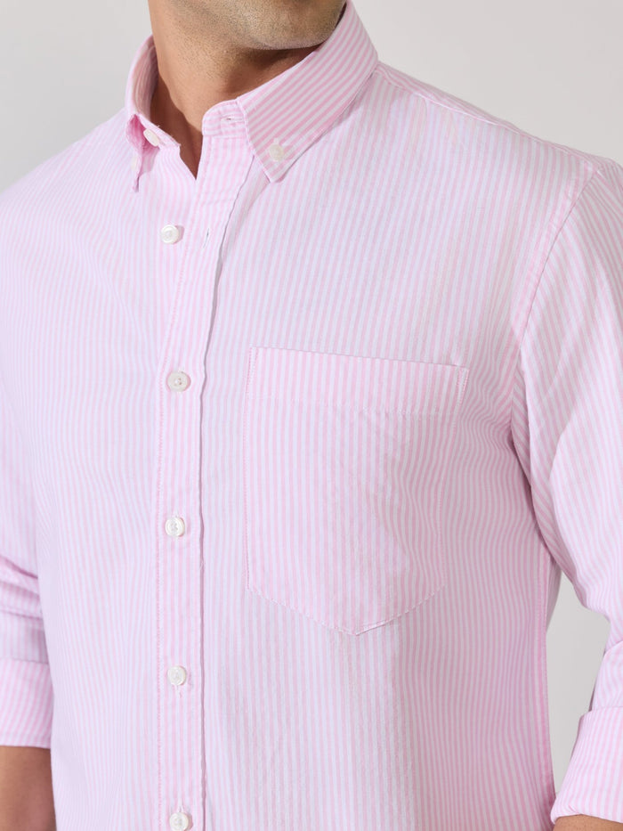 Neocut - Relaxed Striped Oxford Shirt - Light Pink