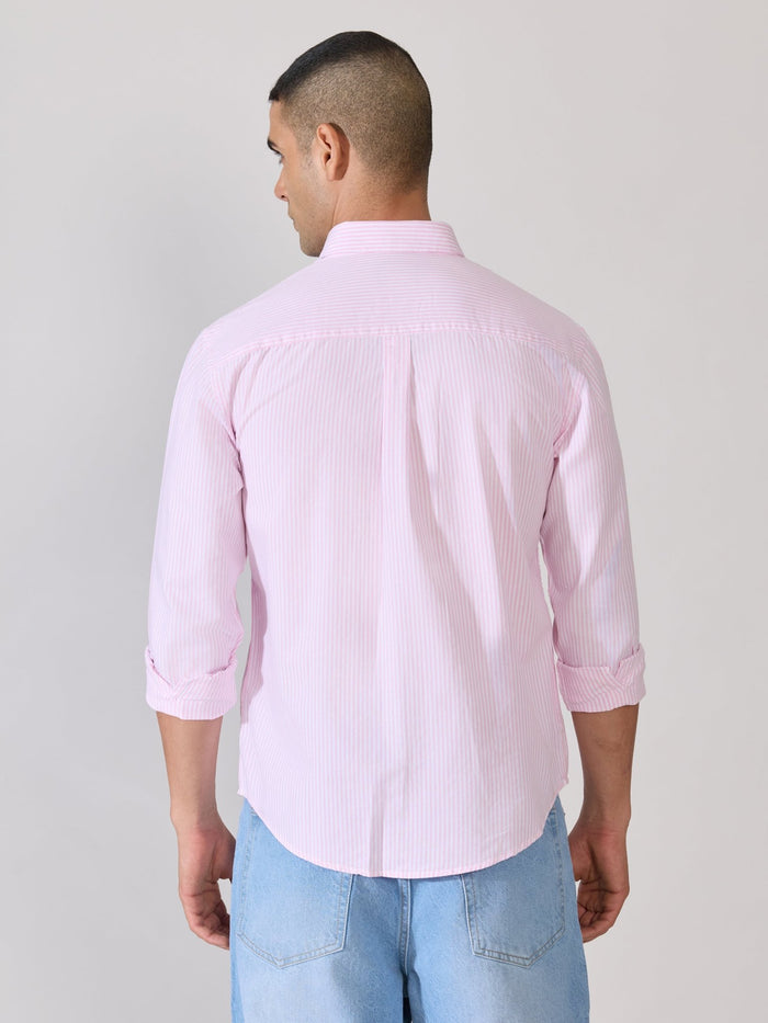 Neocut - Relaxed Striped Oxford Shirt - Light Pink