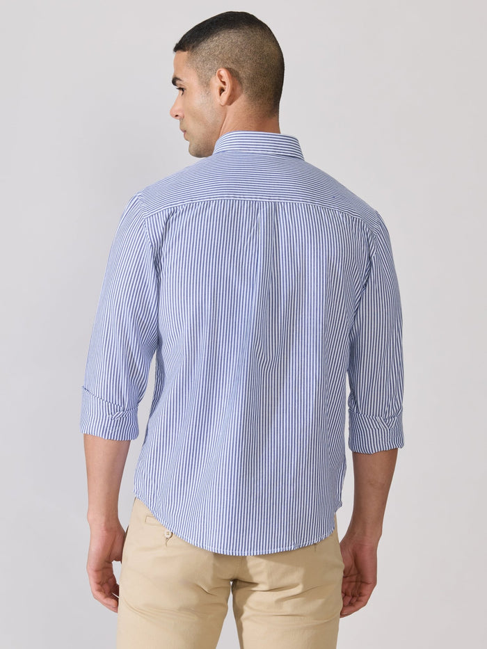 Neocut - Relaxed Striped Oxford Shirt - Persion Blue