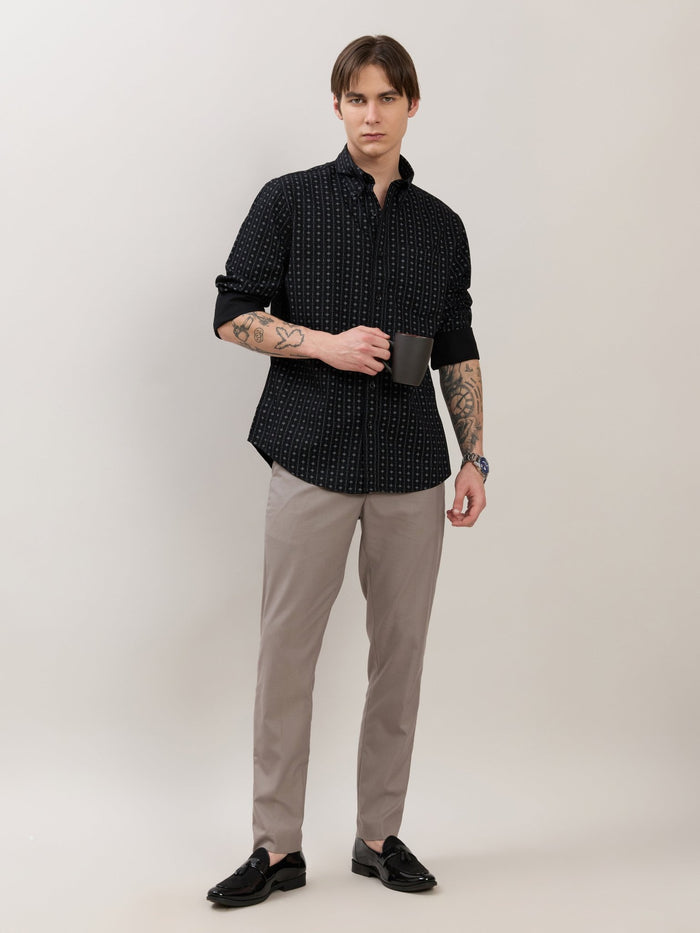 Men's Smart Fit Printed Cotton Shirt - Black