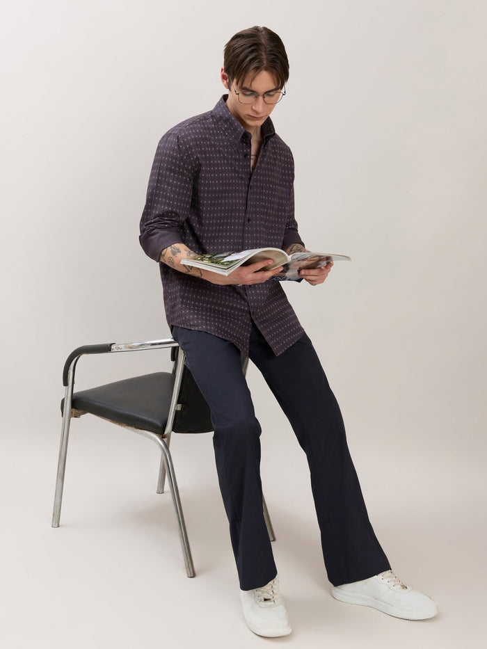 Men's Smart Fit Printed Cotton Shirt - Grape