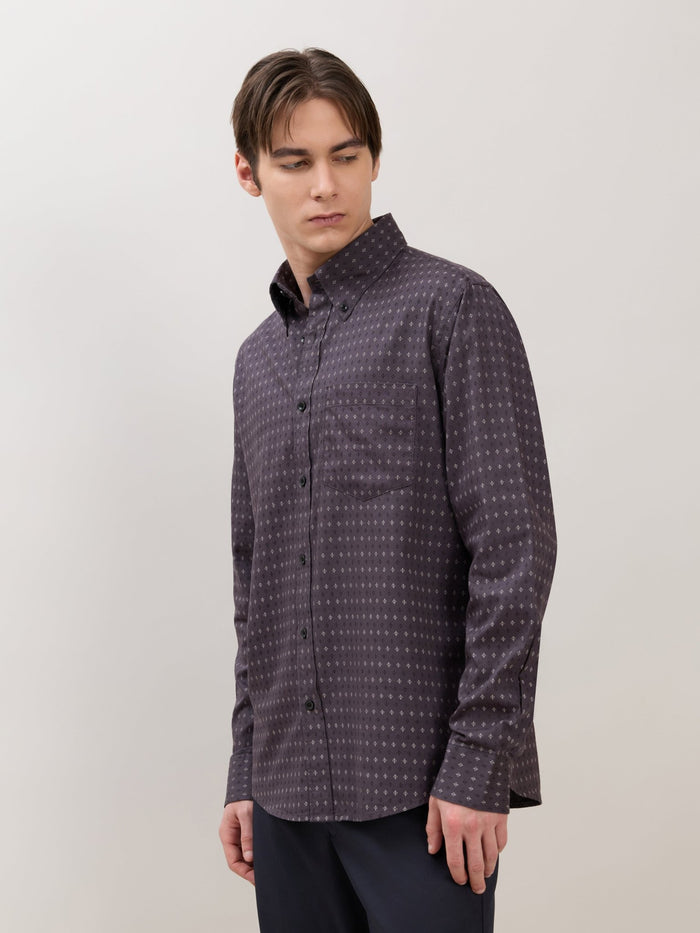 Men's Smart Fit Printed Cotton Shirt - Grape