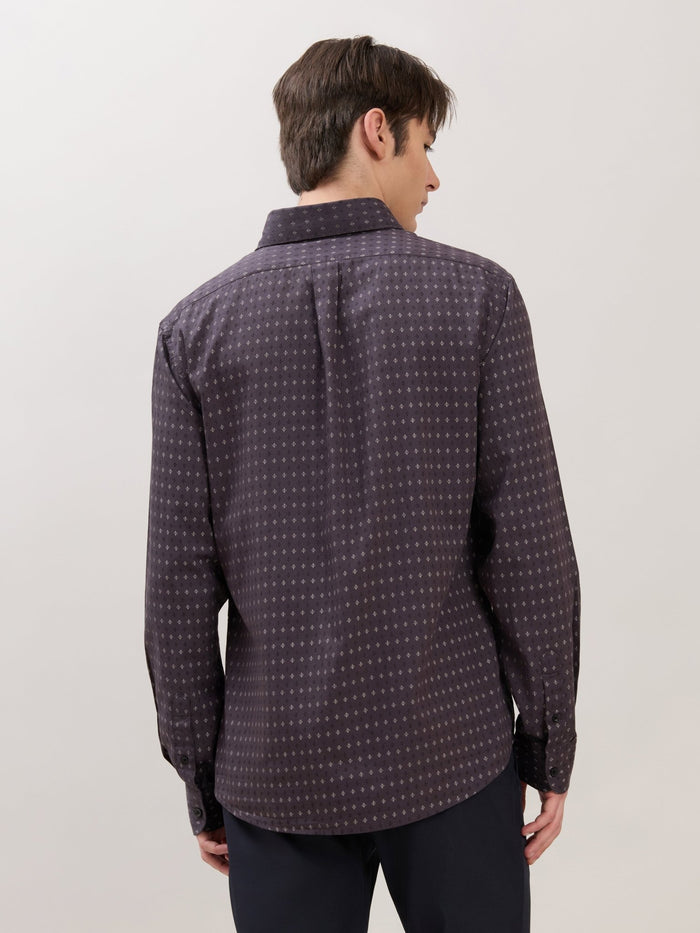 Men's Smart Fit Printed Cotton Shirt - Grape