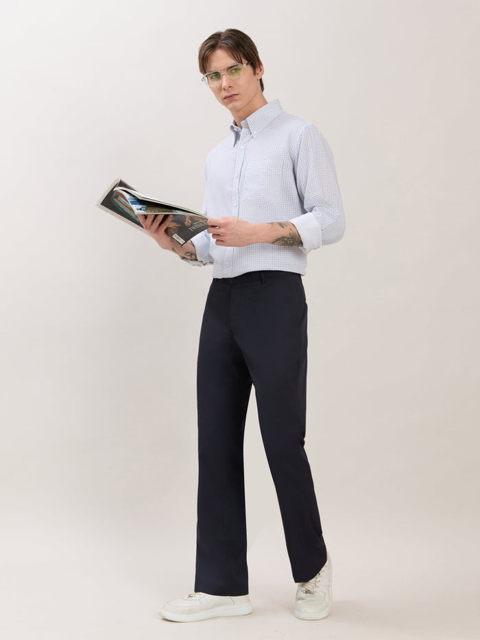 Men's Smart Fit Printed Cotton Shirt - Light Blue