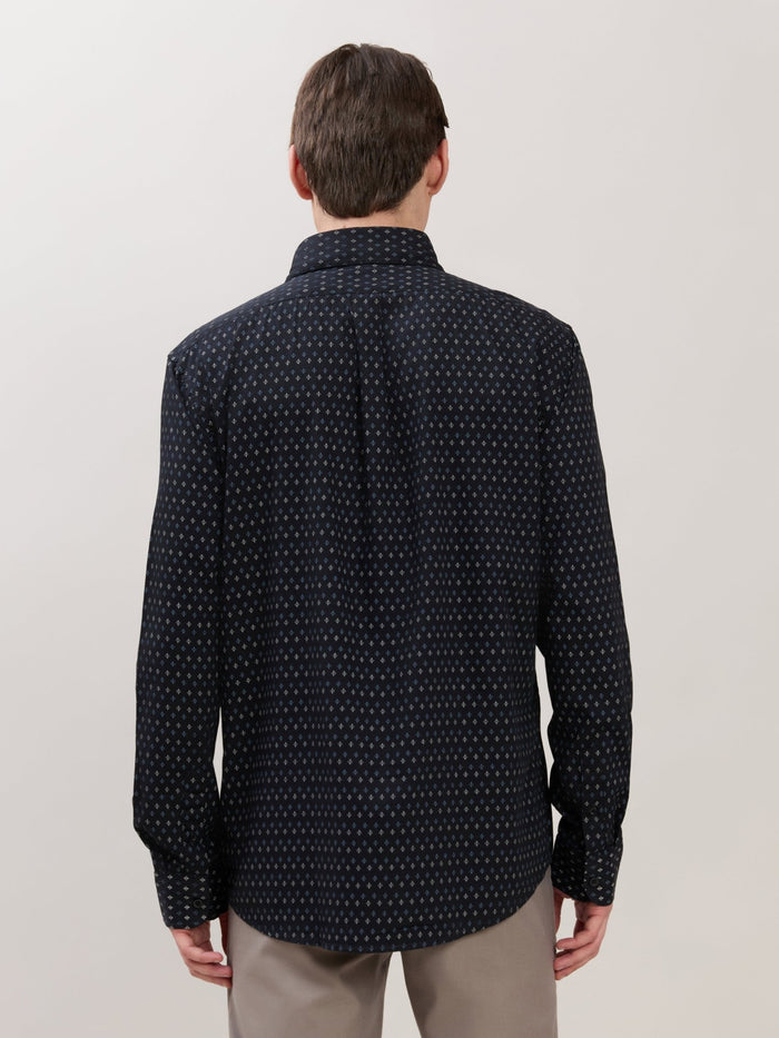 Men's Smart Fit Printed Cotton Shirt - Sable Black