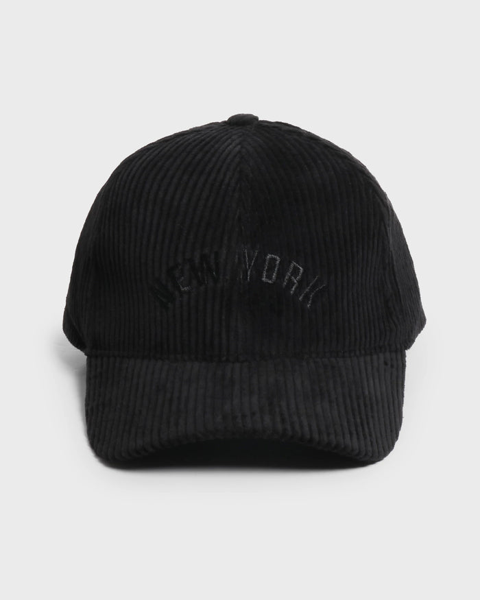 Black $|& David & Young New York Corduroy Baseball Cap - VOF Detail