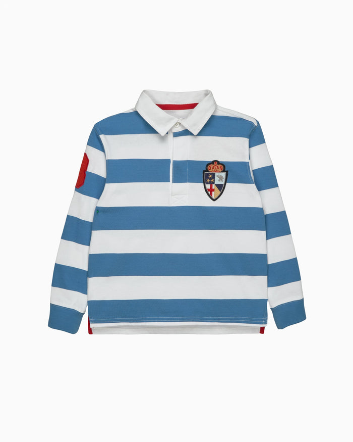 Chelsea Clothing Company Top Nicholas Rugby Shirt in Denim Blue/White
