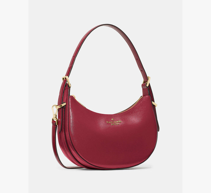 Nova Textured Patent Leather Small Crescent Shoulder Bag