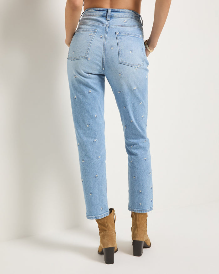 Lakeside $|& SEAS Ocean Mist Embroidered Straight Cropped Jean - SOF Back