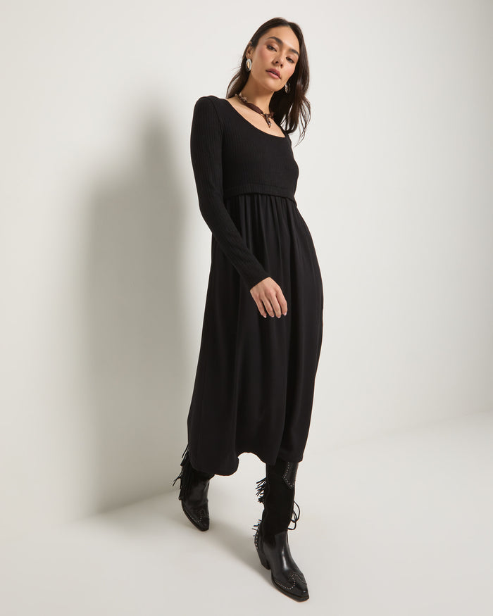 Black $|& SEAS Olivia Mixed Media Dress - UGC On Fig