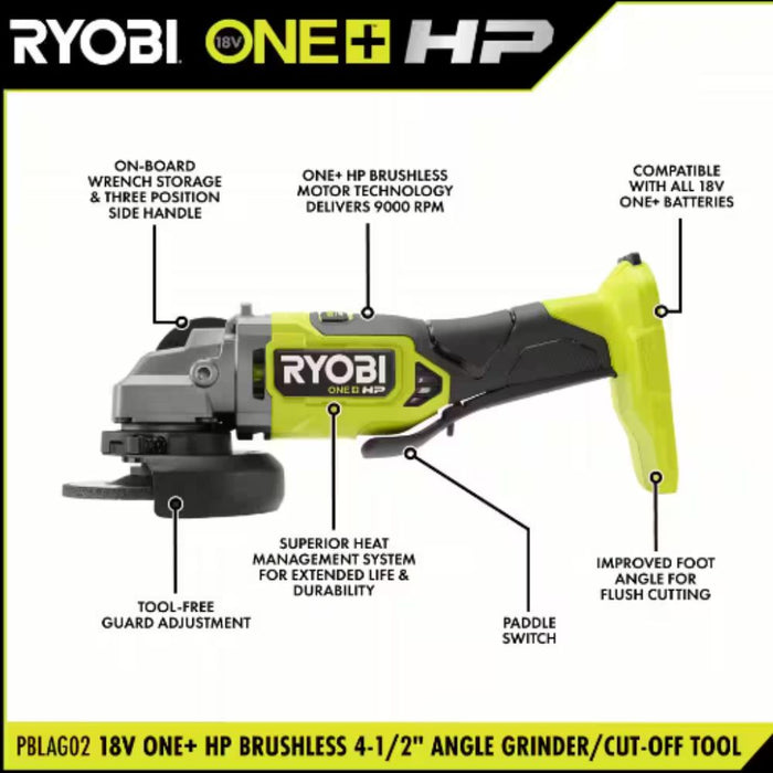 ONE+ HP 18V Brushless Cordless 4-1/2 in. Angle Grinder