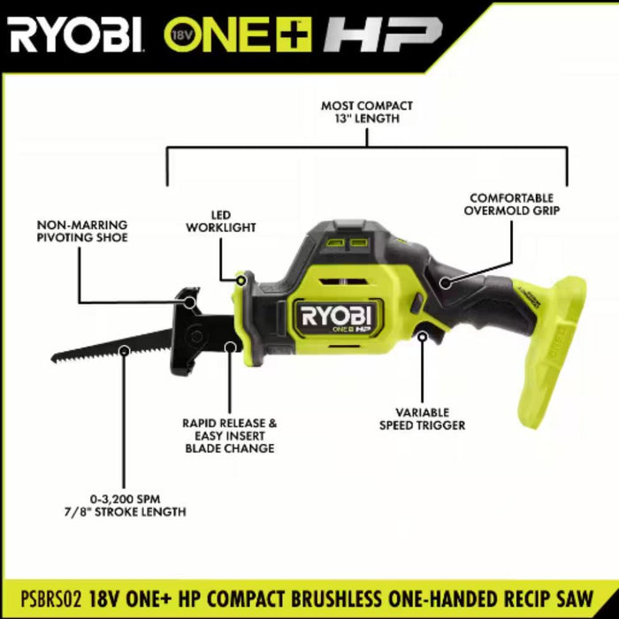 ONE+ HP 18V Brushless Cordless Compact One-Handed Reciprocating Saw