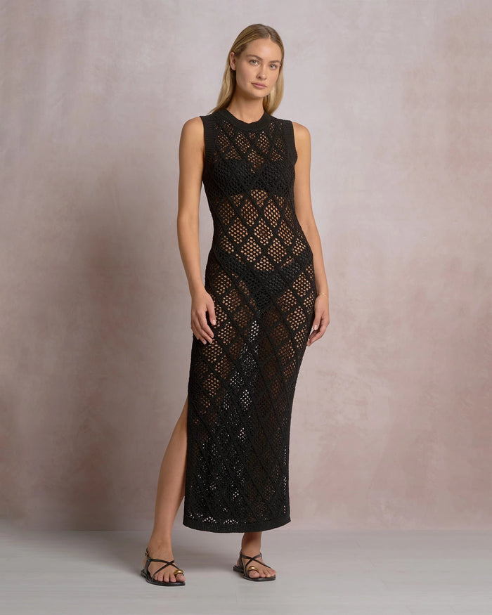 Black $|& Elan Open Weave Cover Up Dress - VOF Detail