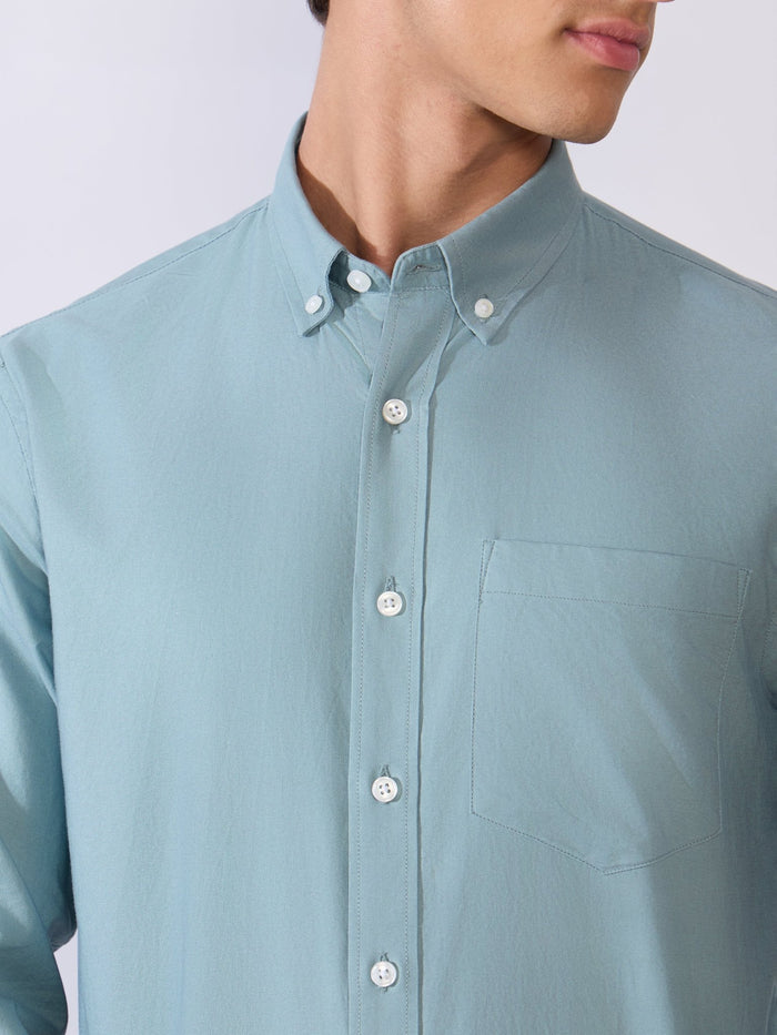 Orbit -  Relaxed Fit Oxford Shirt With Elbow Patch - Blue Topaz