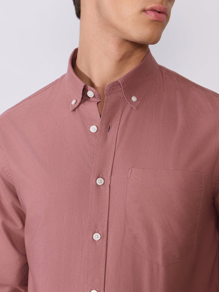 Orbit -  Relaxed Fit Oxford Shirt With Elbow Patch - Dusty Rose