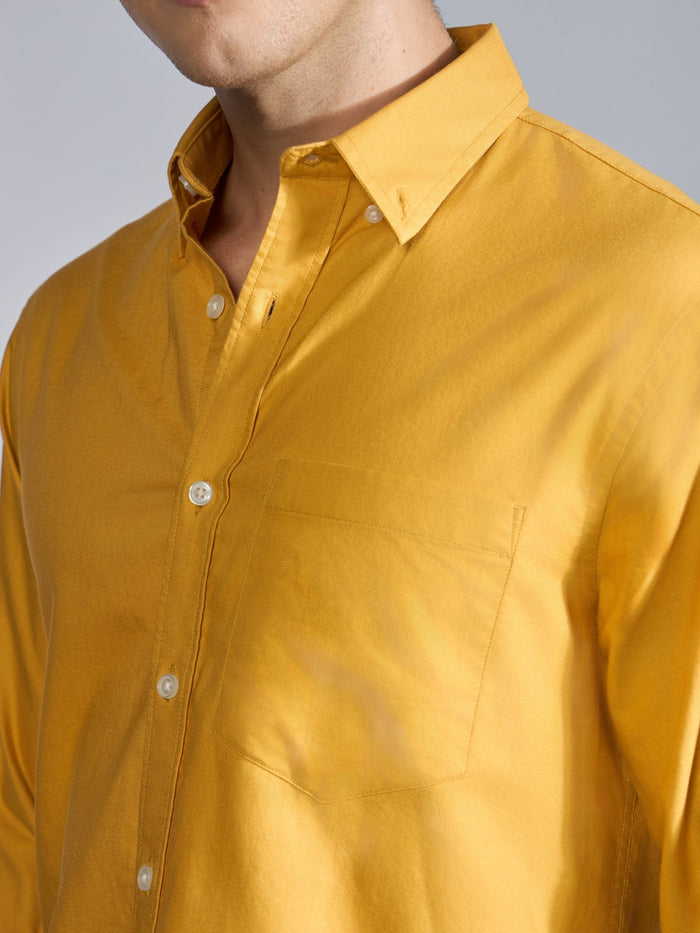 Orbit -  Relaxed Fit Oxford Shirt With Elbow Patch - Yellow