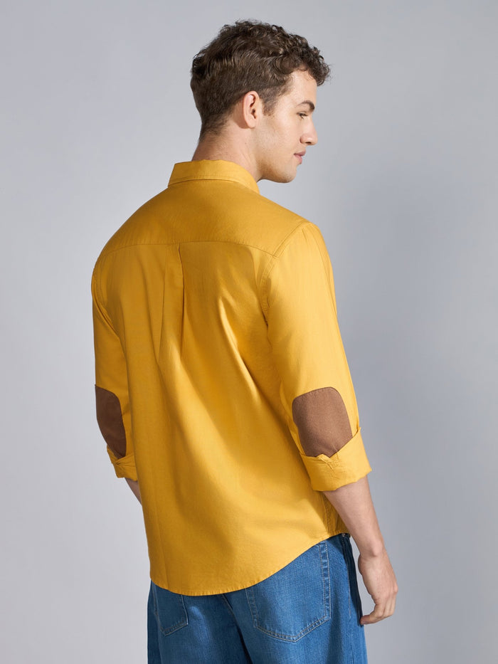 Orbit -  Relaxed Fit Oxford Shirt With Elbow Patch - Yellow