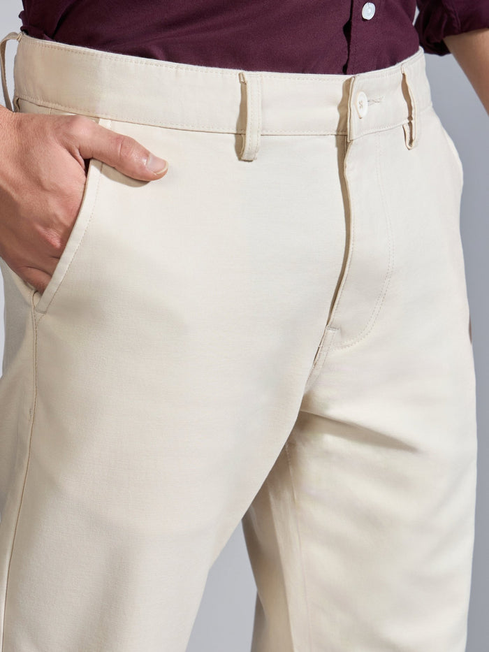 Orren - Slim Fit Cotton Pant - Cream