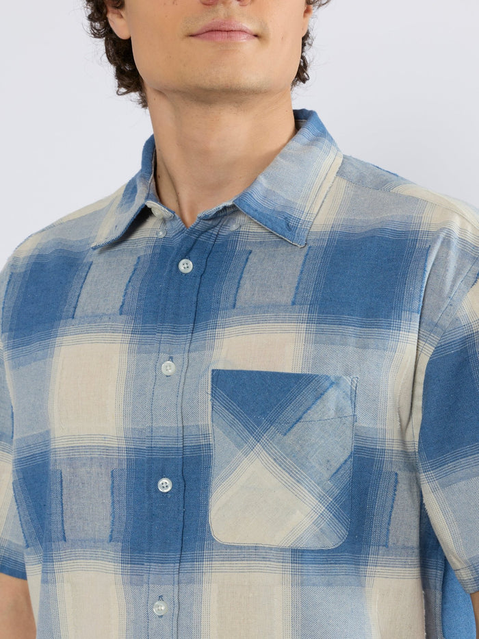 Orvar - Half Sleeve Checks Shirt - Blue